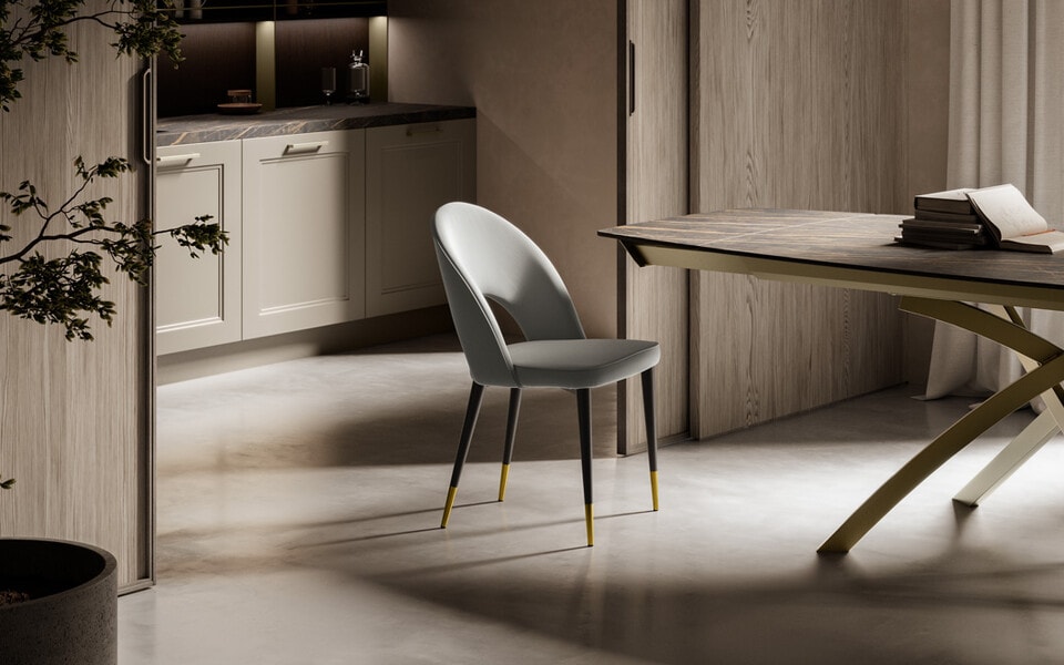 Modern dining chairs in a contemporary interior