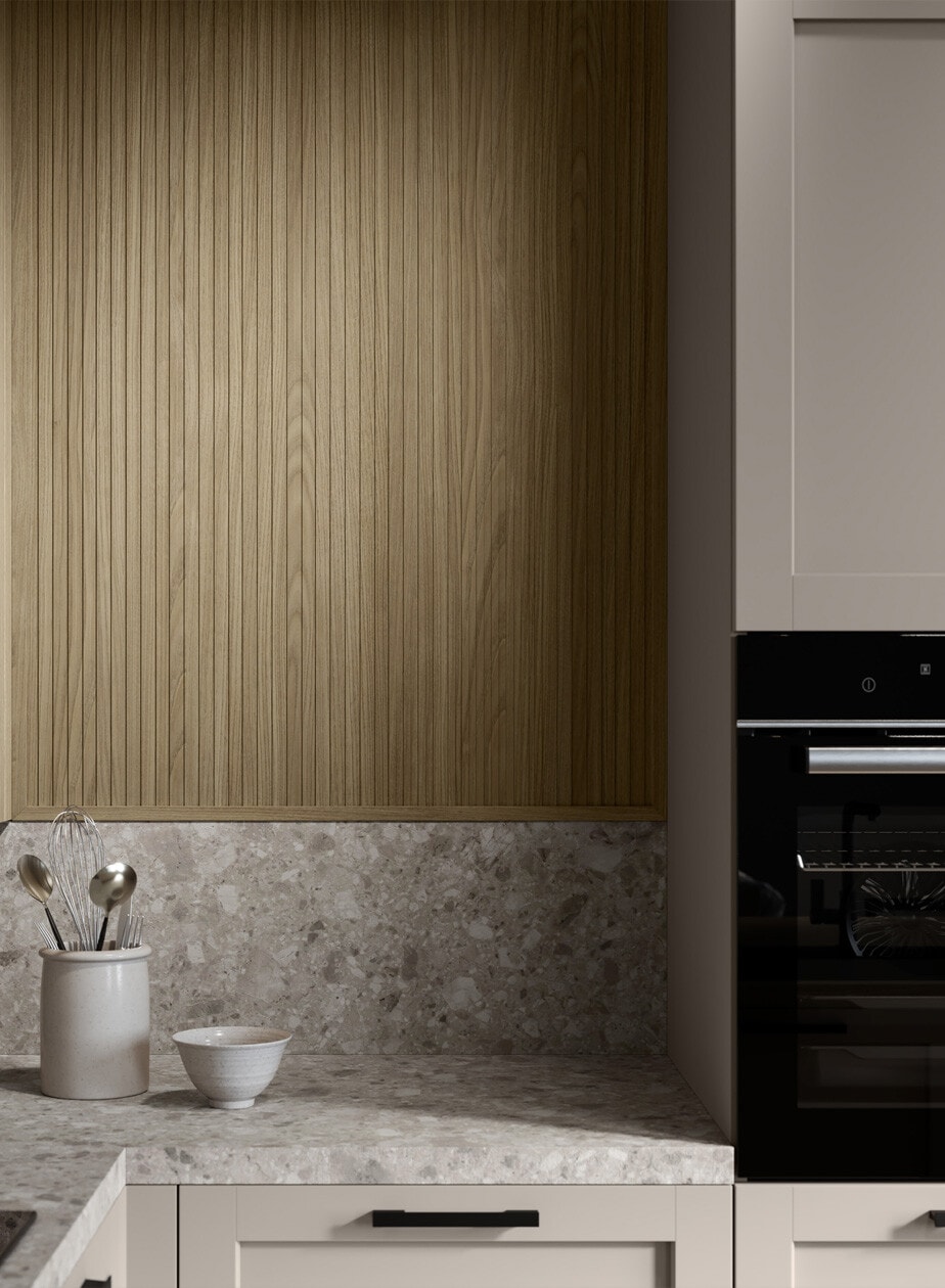 Kitchen with laminate surfaces