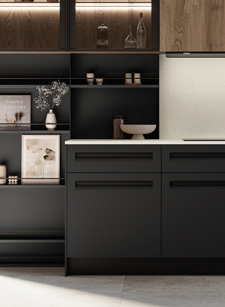 Kitchen with recycled PET finishes