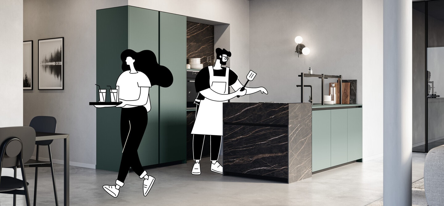 Kitchen layout showing space and clearances