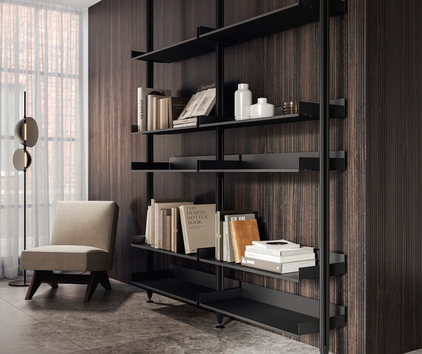 Tall storage and shelving in a Cucina open-plan interior