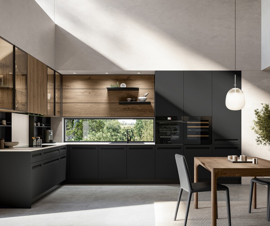 L-shaped corner kitchen layout